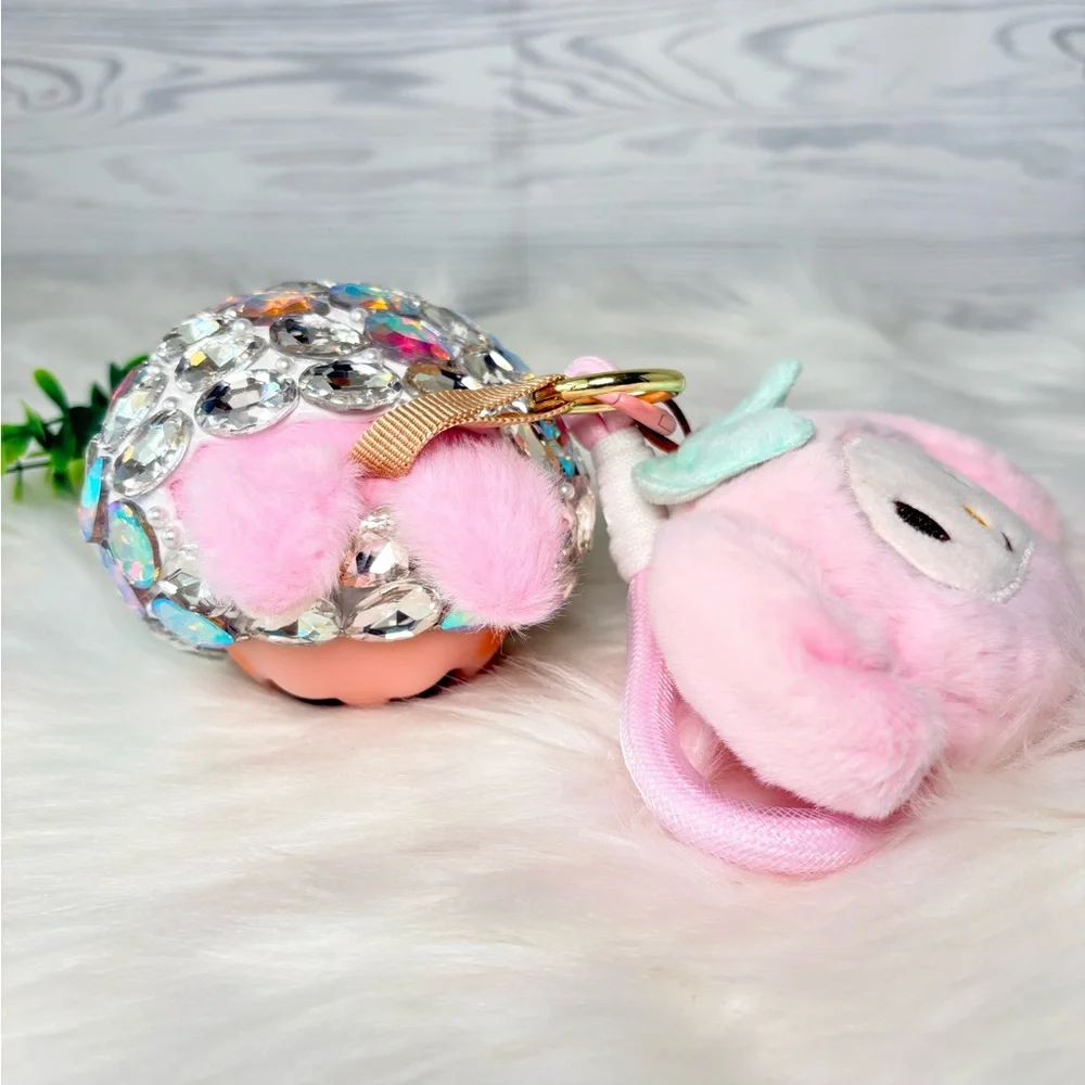 Sparkling Crystal Plush Monster Character Keychain/Bag Charm